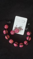 Parure shamballa résine rose